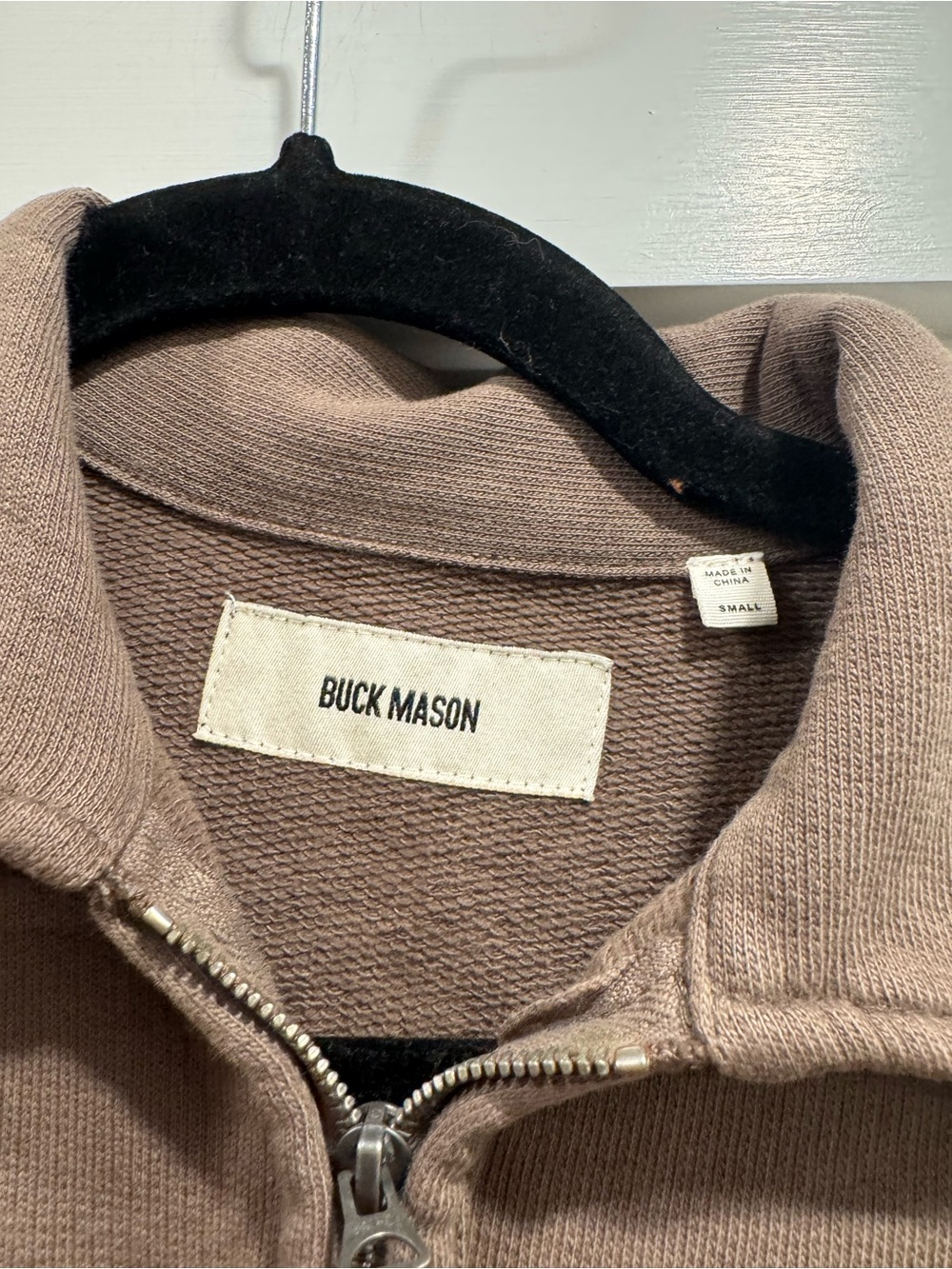 Buck Mason Women’s Cropped Quarter Zip Sweatshirt Small Brown Fall Autumn Cozy - Picture 5 of 10